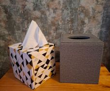 New, Mid Grey Vinal Tissue Box 13cm x 15cm x 13cm