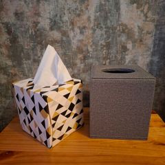 New, Mid Grey Vinal Tissue Box 13cm x 15cm x 13cm