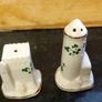 salt and pepper carrigaline pottery,cork Ireland shamrock set gold rim ,nice condition,buyer collects or pays postage thank you, sold as is Image 5