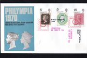 1970 Great Britain Philympia 1970 London International Stamp Exhibition Commemorative Stamps First Day Cover with Philmpia Day London 18 Sept 70