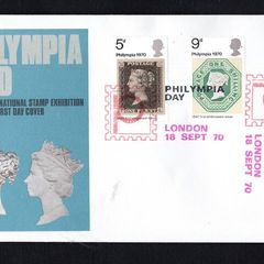1970 Great Britain Philympia 1970 London International Stamp Exhibition Commemorative Stamps First Day Cover with Philmpia Day London 18 Sept 70