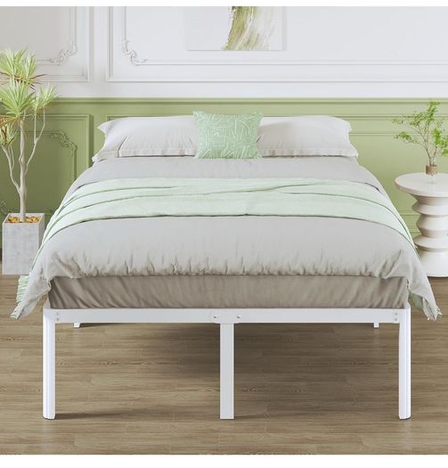 High White King Size Bed Frame 5ft with Rounded Corner