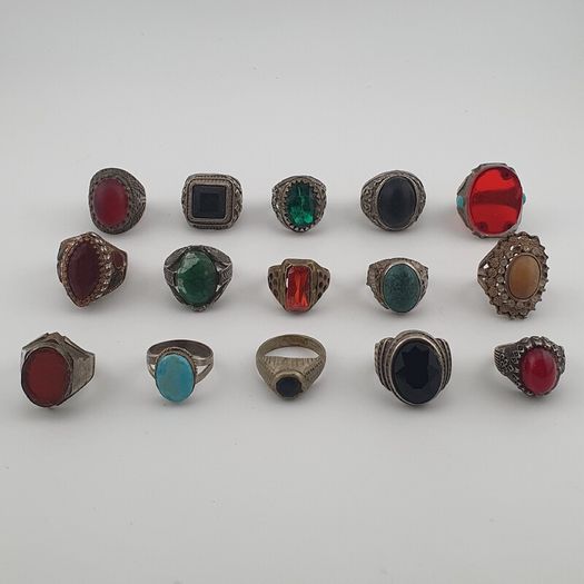 Ancient Inspired Brass Rings Set of 15 Collectible Jewellery Pieces