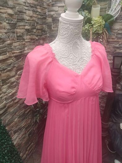 Vintage 70s Mags Fortail Paris Coral Pink maxi Dress