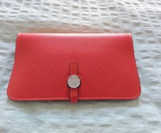 Hermes orange leather wallet