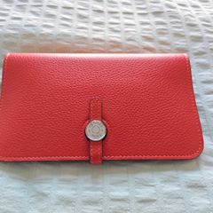 Hermes orange leather wallet