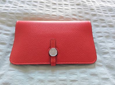 Hermes orange leather wallet