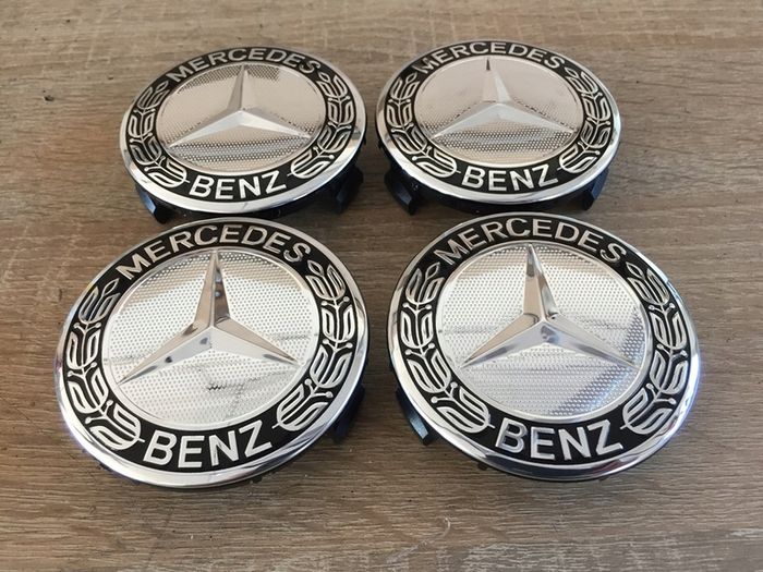 Black-Silver 75mm Mercedes wheel Caps 4pcs A1714000025