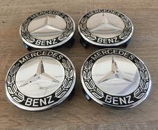 Black-Silver 75mm Mercedes wheel Caps 4pcs A1714000025