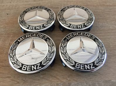 Black-Silver 75mm Mercedes wheel Caps 4pcs A1714000025