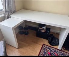 IKEA White L Shaped DeskCorner Desk Good Conditio