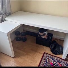 IKEA White L Shaped DeskCorner Desk Good Conditio