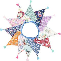 MULTIPLE COLOURS AVAILABLE Fabric Bunting Banner with Tassel, 3.3M Double Sided Cotton Tassel Banner with 12 Vintage Triangle Pennants, Vintage Cloth Garlands for Nursery Bedroom Playhouse Decoration