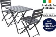 Folding Table and Chairs Set with Durable HDPE Surface &amp; Metal Frame