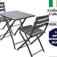 Folding Table and Chairs Set with Durable HDPE Surface & Metal Frame