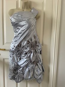 BNWT -  Silver/Blue hand beaded occasion Dress (10-12)