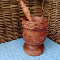 wooden mortar and pestle