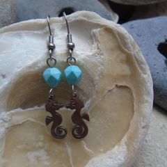 Handmade earrings, Jewellery, Earrings. Gift, Seahorse earrings