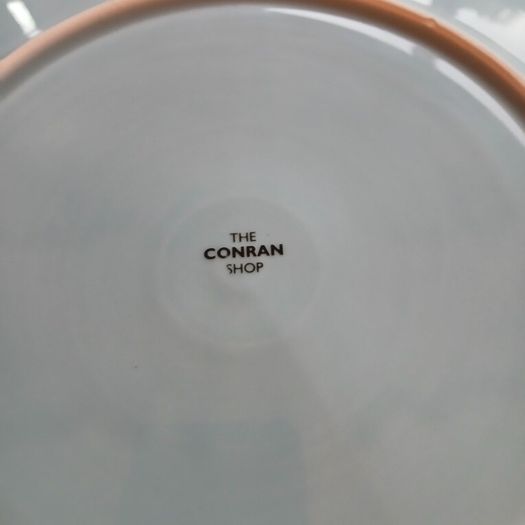 The Conran Shop Large Ceramic Serving Platter / Charger Plate - Light Blue & White Banded (34cm)