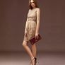 REISS Embellished Skirt Textured Dress in Soft Cappuccino Size 36 Image 4