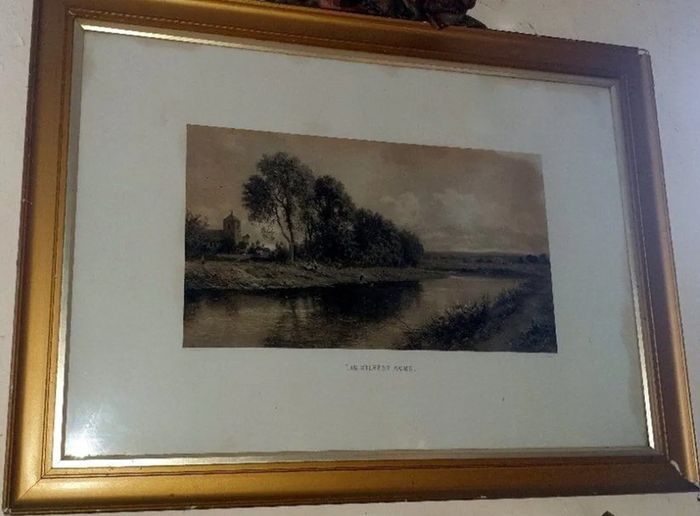 Large Antique Framed Landscape 'The Silvery Morn'