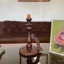Primitive Candle Stick Antique Style Wood with Iron Tacks Image 2