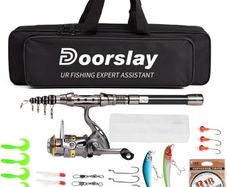 Fishing Rod and Reel Combos, Carbon Fiber Fishing Rod Reel Combo, Telescopic Fishing Rod and Spinning Reel Combo Set with Carrier Bag for Freshwater Saltwater Kit Fishing Gifts for Men Women