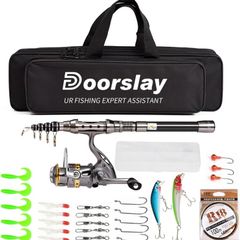 Fishing Rod and Reel Combos, Carbon Fiber Fishing Rod Reel Combo, Telescopic Fishing Rod and Spinning Reel Combo Set with Carrier Bag for Freshwater Saltwater Kit Fishing Gifts for Men Women