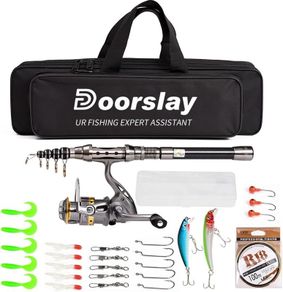 Fishing Rod and Reel Combos, Carbon Fiber Fishing Rod Reel Combo, Telescopic Fishing Rod and Spinning Reel Combo Set with Carrier Bag for Freshwater Saltwater Kit Fishing Gifts for Men Women