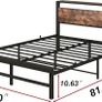 King Size bed frame With Wood Storage Headboard No Box Spring Needed,Steel Slats Mattress Foundation Square Pipe Design Noise Free Black King Image 2