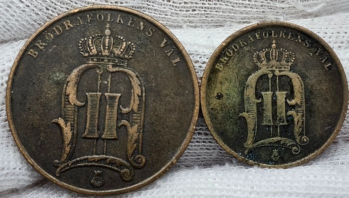 Sweden 1874 1875 5 ore 2 ore