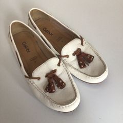 Ladies Gabor White leather Moccasins Size 7