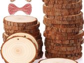 Natural Wood Slices 30 Pcs 6-7cm Drilled Hole Unfinished Log Wooden Circles for DIY Crafts Wedding Decorations Christmas Ornaments with Free Gifts