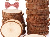 main image for ad Natural Wood Slices 30 Pcs 6-7cm Drilled Hole Unfinished Log Wooden Circles for DIY Crafts Wedding Decorations Christmas Ornaments with Free Gifts
