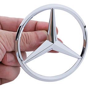 90mm ABS Chrome Black Logo Mercedes Emblem Rear Star Badge For Mercedes Benz W203 W206 W212 X253 W167 W166 W247 C E GLA GLC GLE