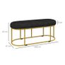 Retro Design Shoe Bench, Bed Bench, Hallway Bench, Velvet Look, Holds up to 200 kg, Metal Frame, Black, 100 x 37 x 43cm Image 2