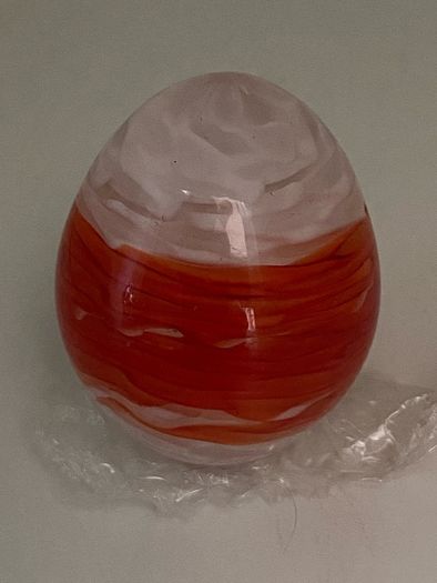 Three gorgeous art glass eggs one from Finland