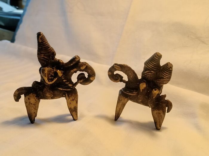 2 X Sokoto 19th Century Bronze Talisman Figures