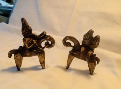 2 X Sokoto 19th Century Bronze Talisman Figures