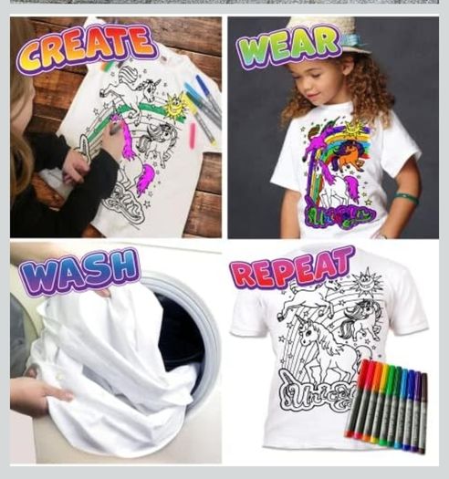 Brand New - Splat Planet Colour-in Unicorn Fairytale T-Shirt - size: 7-8 years