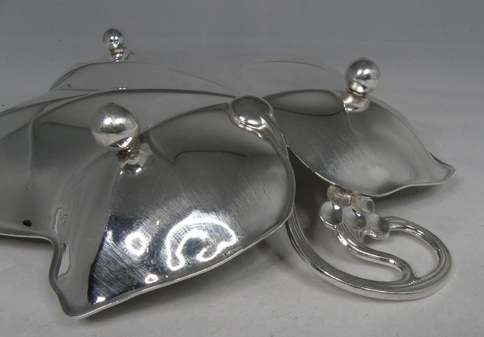 Vintage WMF Silver Plated Grape Vine Leaf Dish, Germany, 9.5 inches Footed Serving Bowl