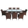 9 Piece Outdoor Dining Set with Cushions Poly Rattan Brown Image 4