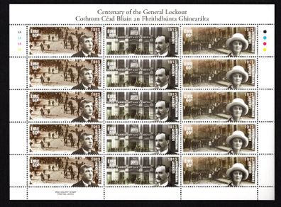 2013 Ireland Centenary of the General Lockout  Commemorative Stamps Sheetlet Plate 1A1A1A1A Mint Never Hinged (MNH)