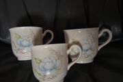 Kingsbury Blue Flower in Bloom Fine Bone China floral tea /coffee cups.