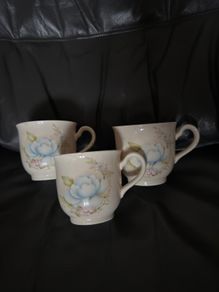 Kingsbury Blue Flower in Bloom Fine Bone China floral tea /coffee cups.