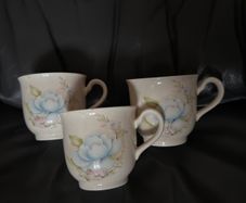 Kingsbury Blue Flower in Bloom Fine Bone China floral tea /coffee cups.
