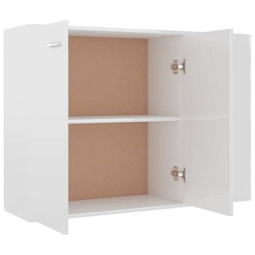 Sideboard High Gloss White 105x30x75 cm Chipboard