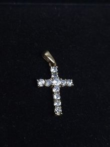 Vintage 9ct Gold Stone Set Cross Pendant Fully Hallmarked Birmingham