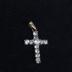 Vintage 9ct Gold Stone Set Cross Pendant Fully Hallmarked Birmingham