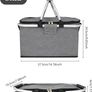 30 L Shopping Basket Cooler Bag Insulated Picnic Basket, Premium Extra Large Cooling Cooler Cool Bag, Collapsible Lunch Bag Box, for Camping/Outdoor Activities/Family Travel/BBQ/Shopping (Gray) Image 2